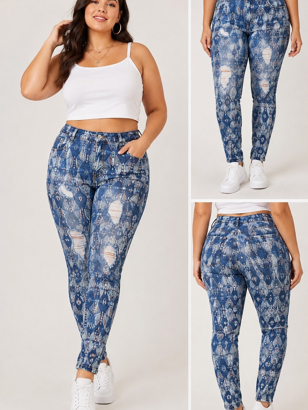 Forever 21 Blue Aztec Print Skinny Jeans